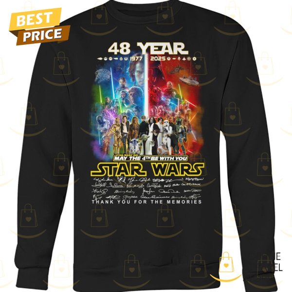 48 Years 1977-2025 Star Wars May The 4th Be With You Signature Thank You For The Memories Unisex T-Shirt