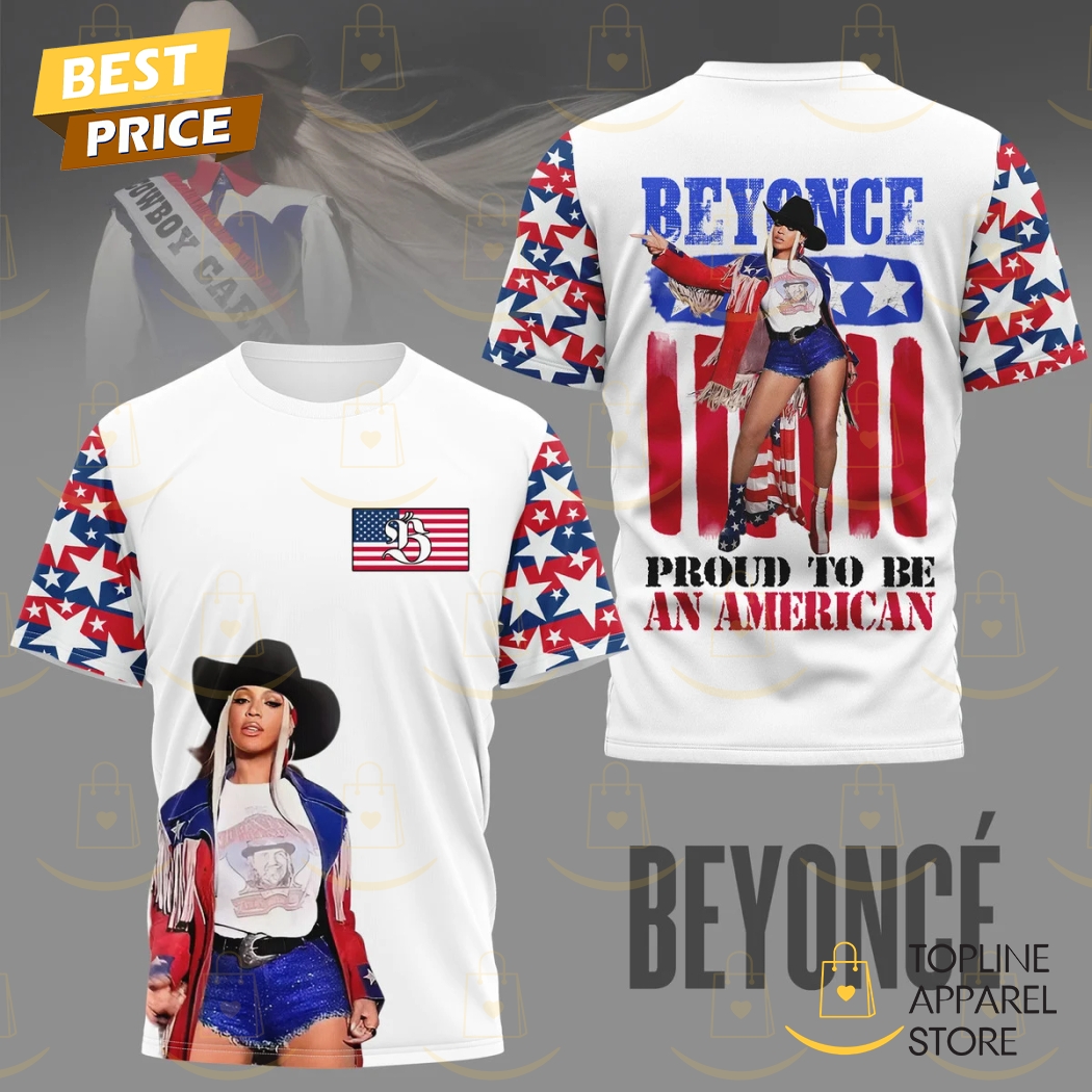 Beyonce Proud To Be An American 3D T-Shirt - White Beyonce Proud To Be An American 3D T-Shirt - White
