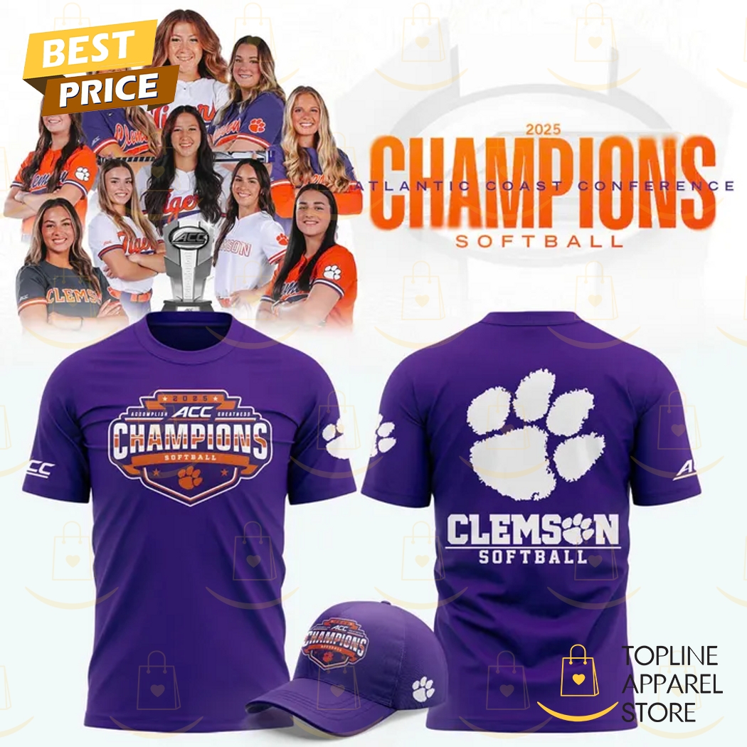 Clemson Tigers 2025 ACC Softball Conference Tournament Champions 3D T-Shirt - Purple Clemson Tigers 2025 ACC Softball Conference Tournament Champions 3D T-Shirt - Purple