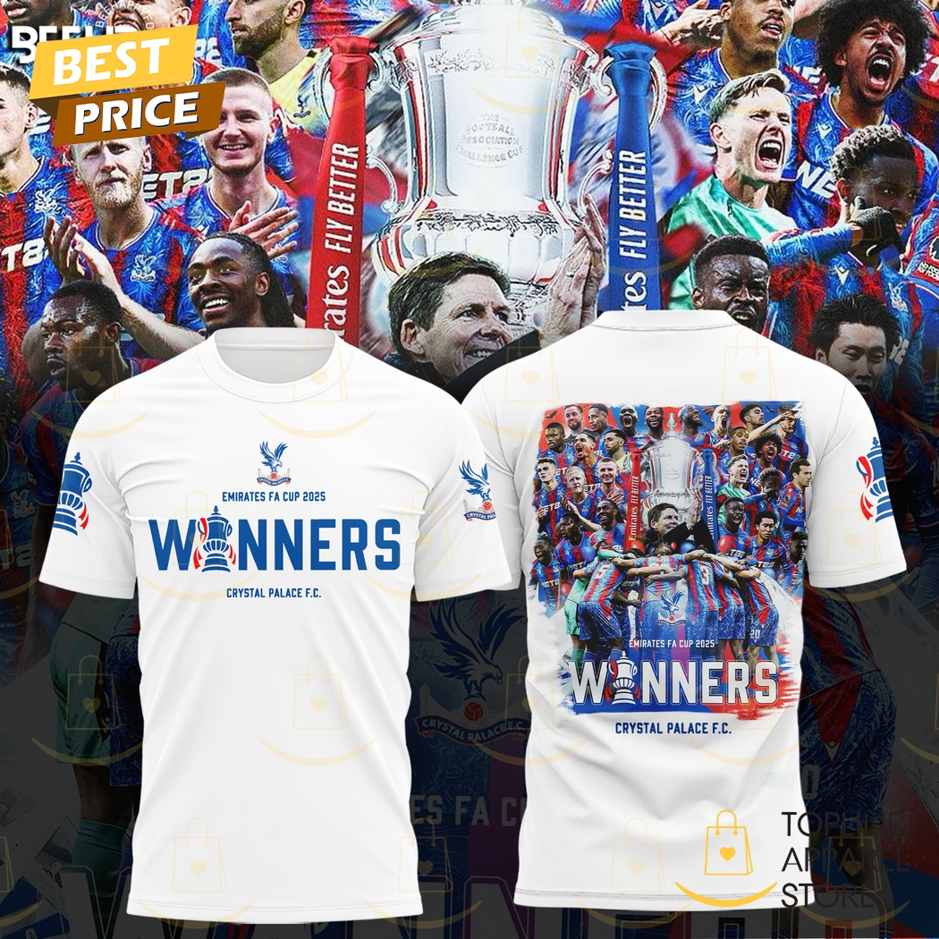 Crystal Palace F.C Emirates FA Cup Champions 2025 3D T-Shirt - White Crystal Palace F.C Emirates FA Cup Champions 2025 3D T-Shirt - White