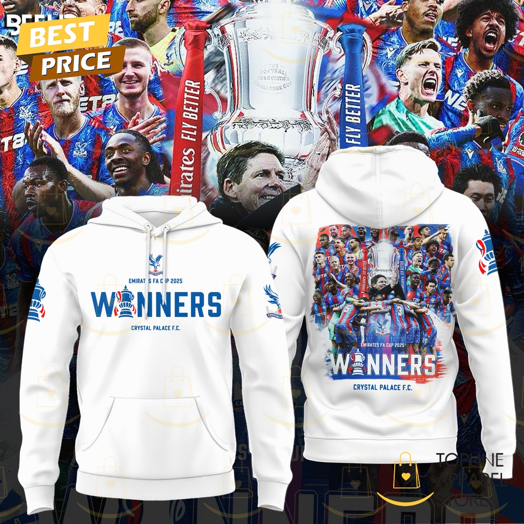 Crystal Palace F.C Emirates FA Cup Champions 2025 Hoodie - White Crystal Palace F.C Emirates FA Cup Champions 2025 Hoodie - White