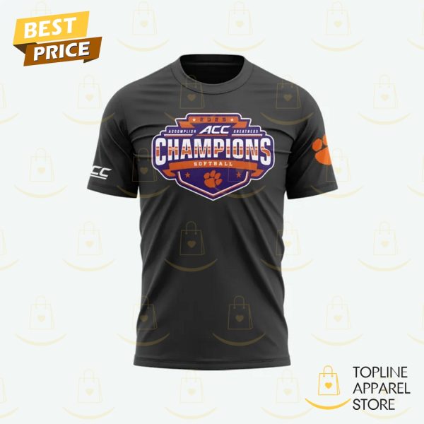 Clemson Tigers 2025 ACC Softball Conference Tournament Champions 3D T-Shirt – Black