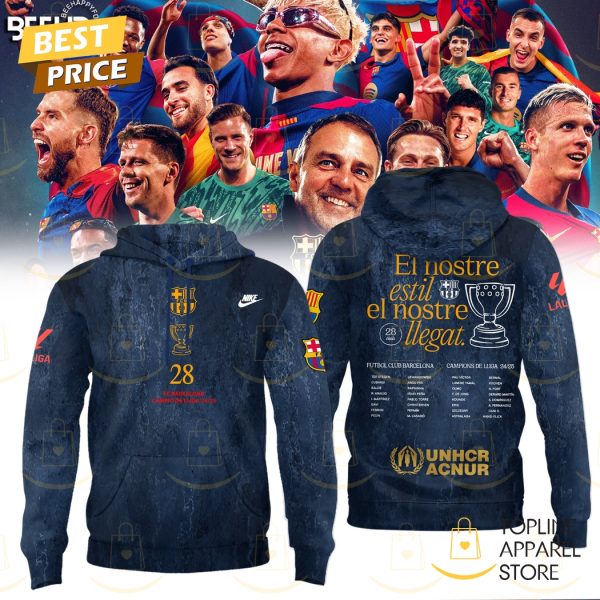 F.C Barcelona El Nostre Estil El Nostre Llegat La Liga 2025 Champions Hoodie