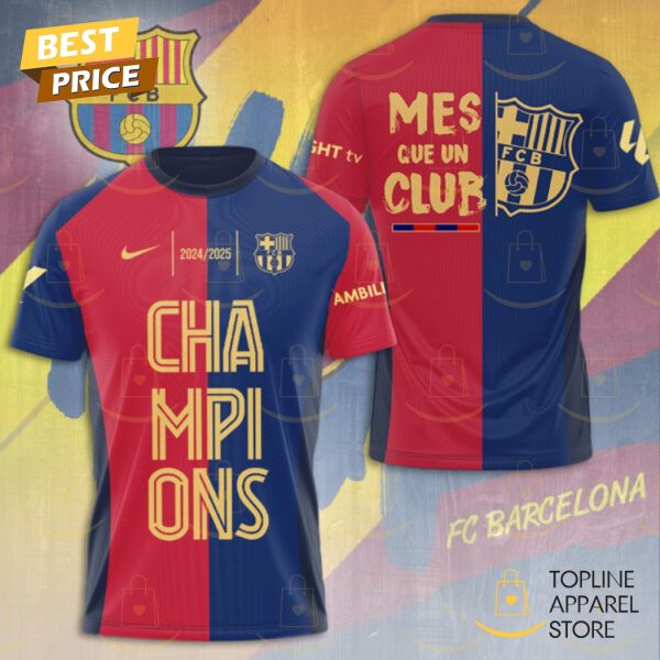FC Barcelona Champions Mes Que Un Club 3D T-Shirt
