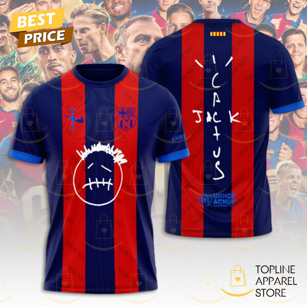 FC Barcelona Travis Scott Cactus Jack 3D T-Shirt FC Barcelona Travis Scott Cactus Jack 3D T-Shirt