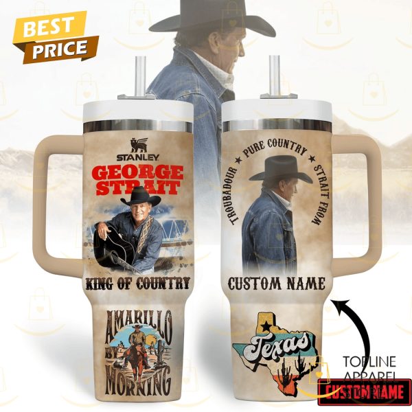 Personalized George Strait Amarillo By Morning King Of Country Tumbler With Handle And Straw