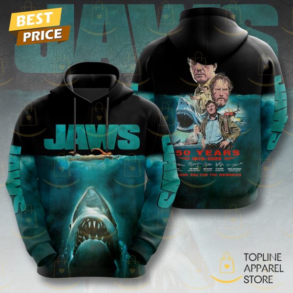 Jaws 50 Years 1975-2025 Signature Thank You For The Memories Hoodie