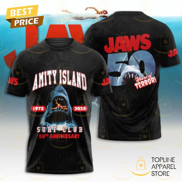 Jaws Amity Island 1975-2025 Surf Club 50th Anniversary 3D T-Shirt