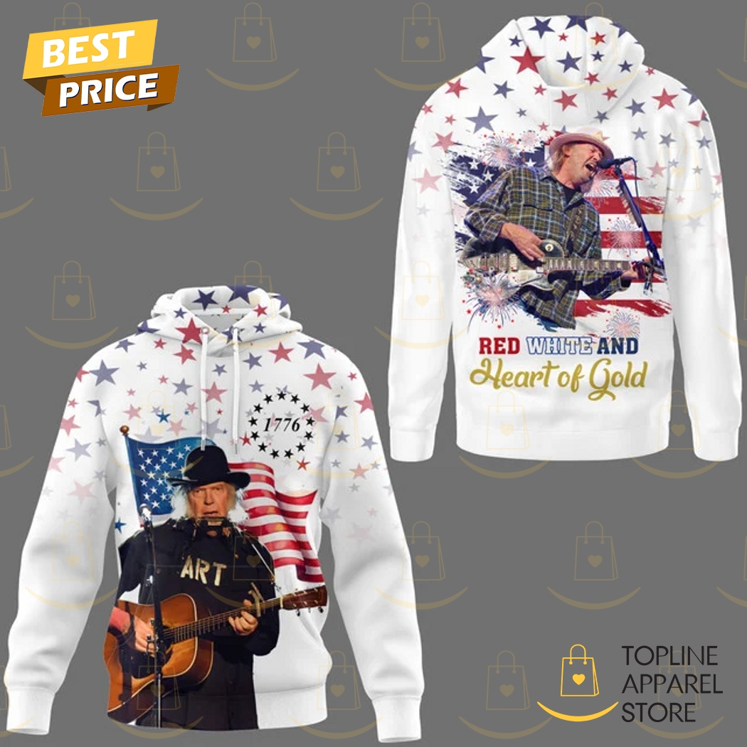 Neil Young Red White And Heart Of Gold 1776 Hoodie Neil Young Red White And Heart Of Gold 1776 Hoodie
