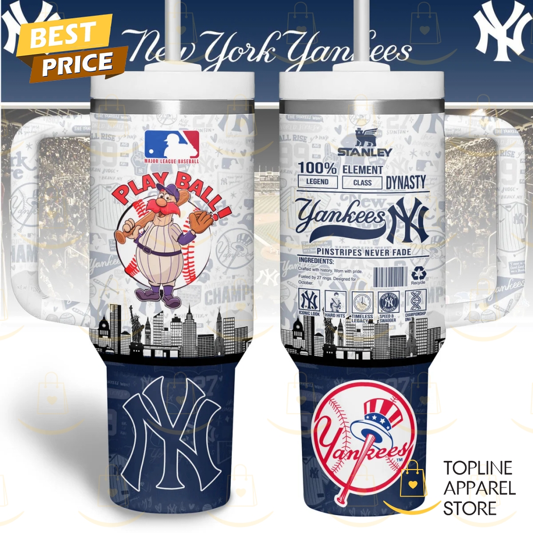 New York Yankees Pinstripes Never Fade Tumbler With Handle And Straw New York Yankees Pinstripes Never Fade Tumbler With Handle And Straw