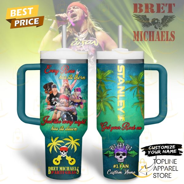 Personalized Bret Michaels Every Rose Has Its Thorn Tumbler With Handle And Straw