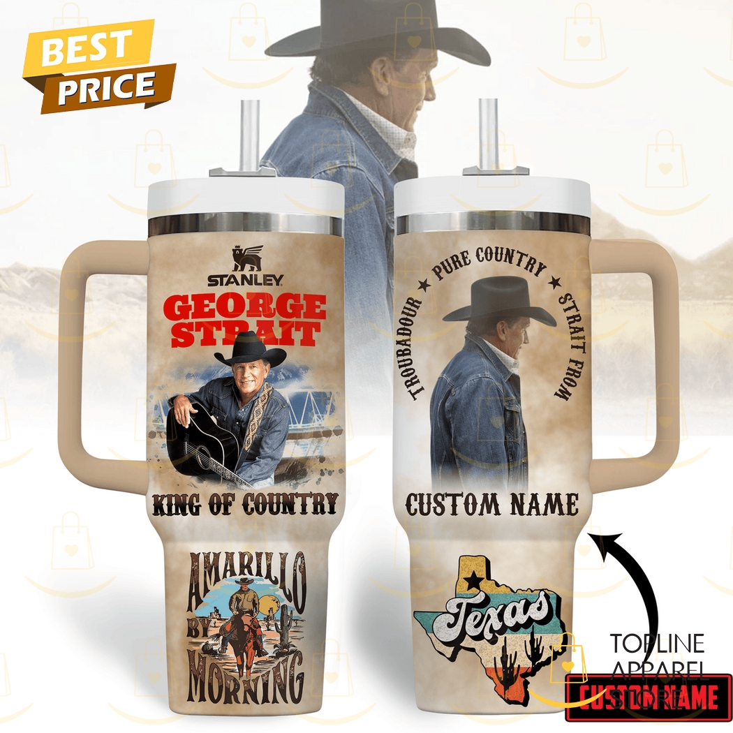 Personalized George Strait Amarillo By Morning King Of Country Tumbler With Handle And Straw Personalized George Strait Amarillo By Morning King Of Country Tumbler With Handle And Straw