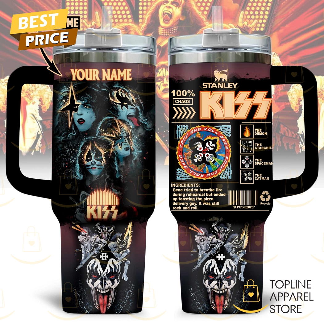 Personalized KISS Band Tumbler With Handle And Straw Personalized KISS Band Tumbler With Handle And Straw