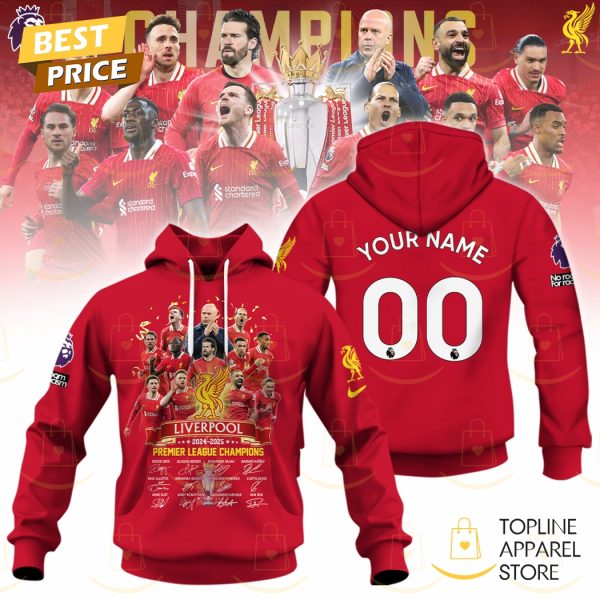 Personalized Liverpool 2024-2025 Premier League Champions Signature Hoodie