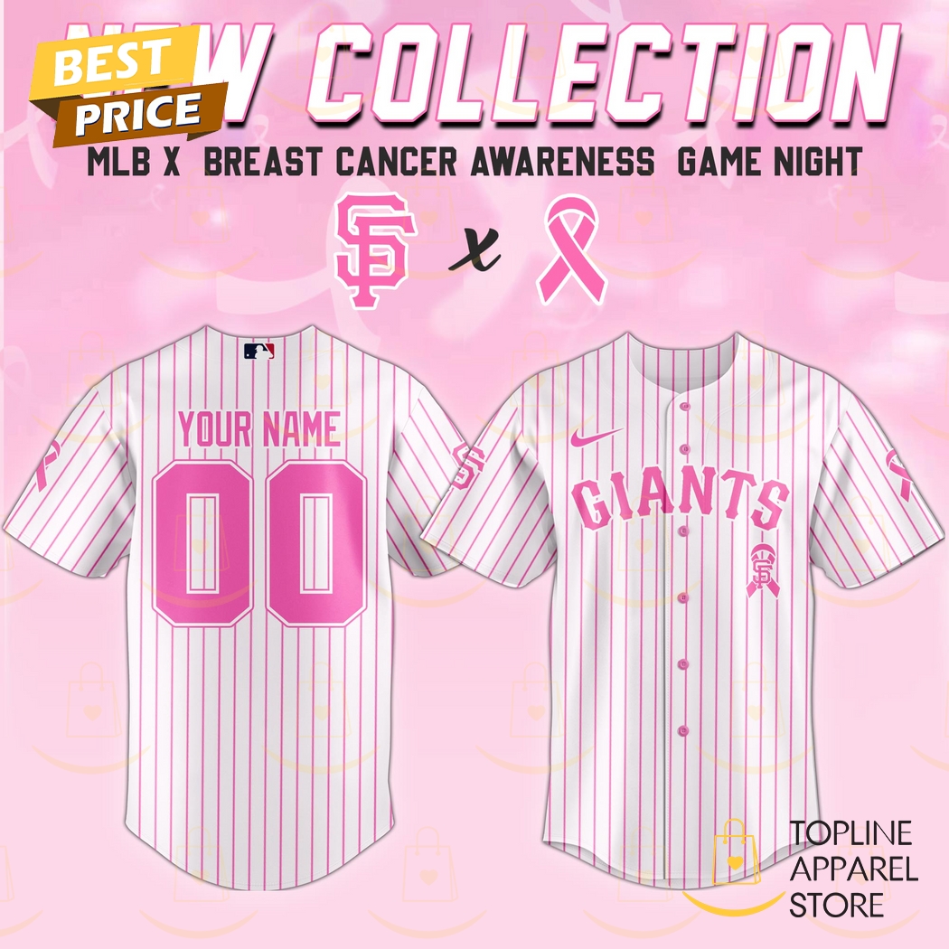 Personalized San Francisco Giants Breast Cancer Awareness Baseball Jersey Personalized San Francisco Giants Breast Cancer Awareness Baseball Jersey