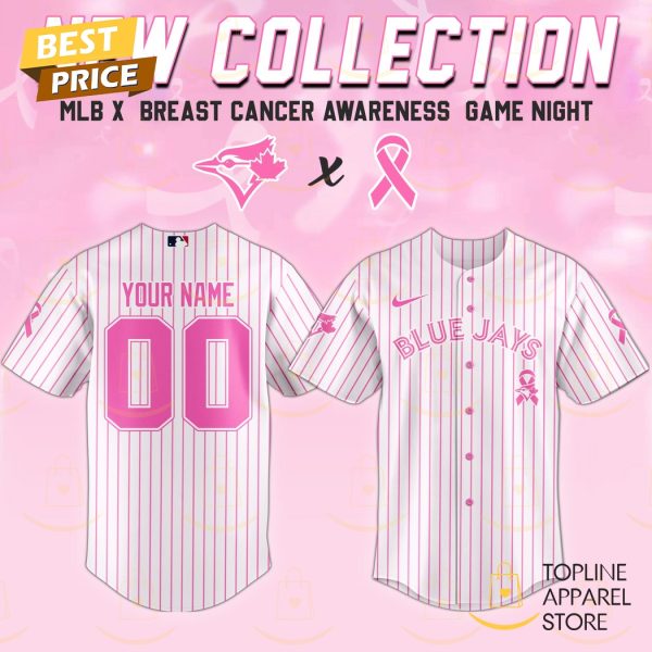 Personalized Toronto Blue Jays Breast Cancer Awareness Baseball Jersey