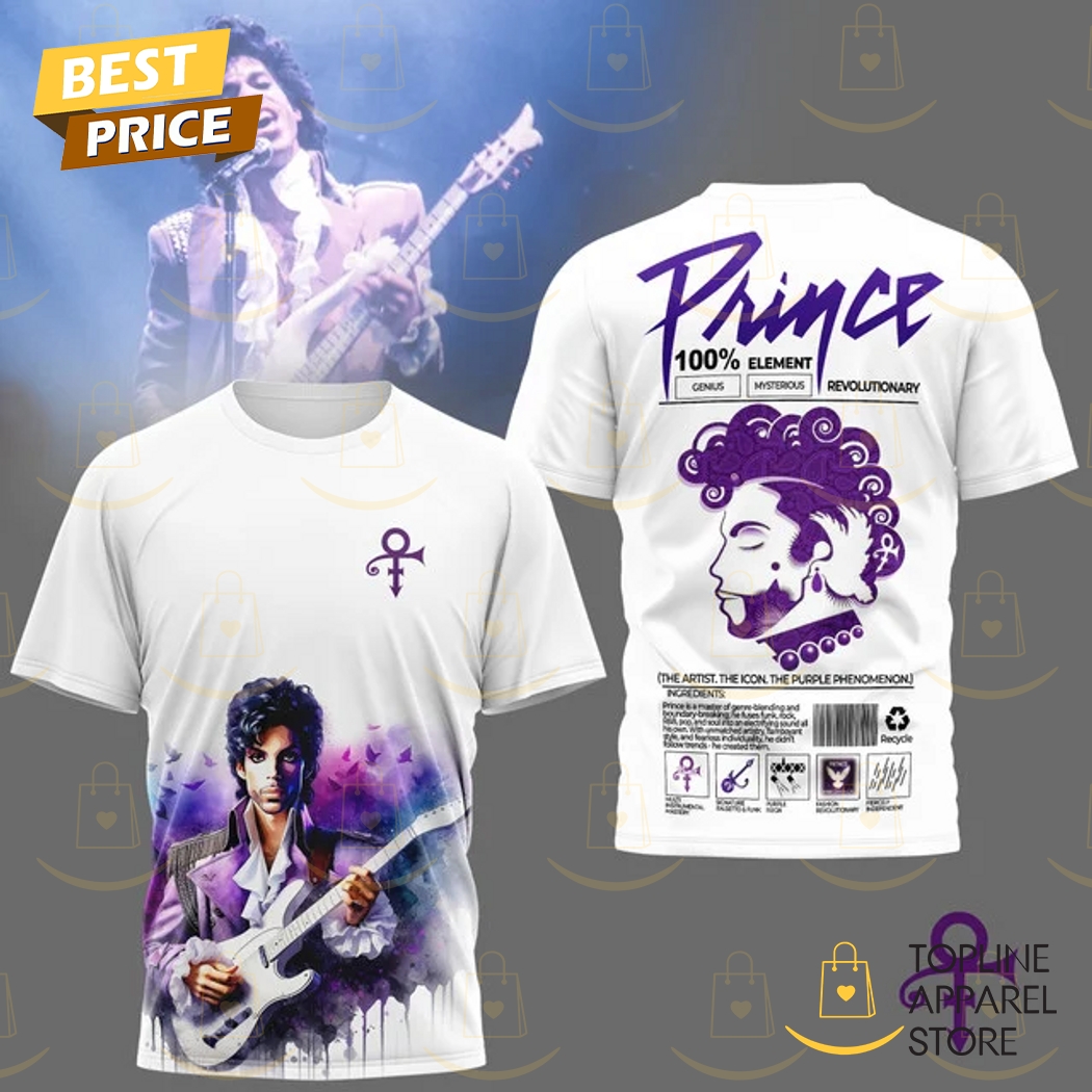 Prince Revolutionary The Artist The Icon The Purple Phenomenon 3D T-Shirt - White Prince Revolutionary The Artist The Icon The Purple Phenomenon 3D T-Shirt - White