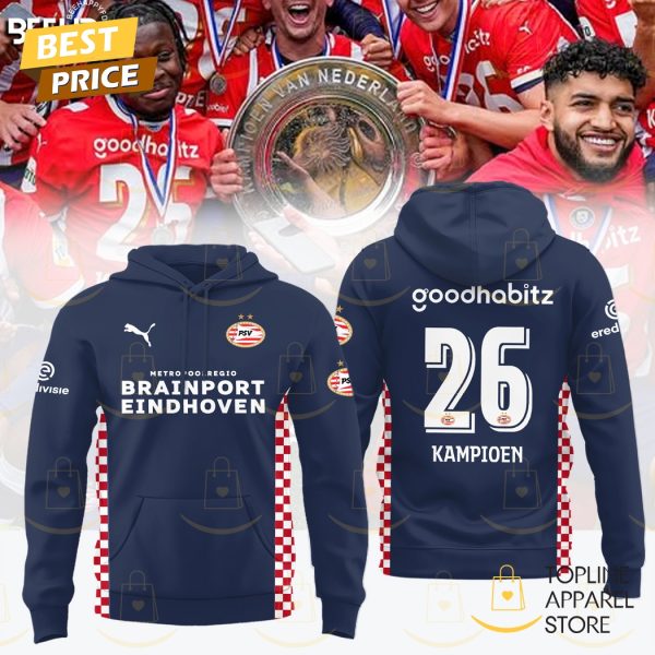 PSV Eindhoven F.C 26 Kampioen Eredivisie Cup Champions 2025 Hoodie – Blue