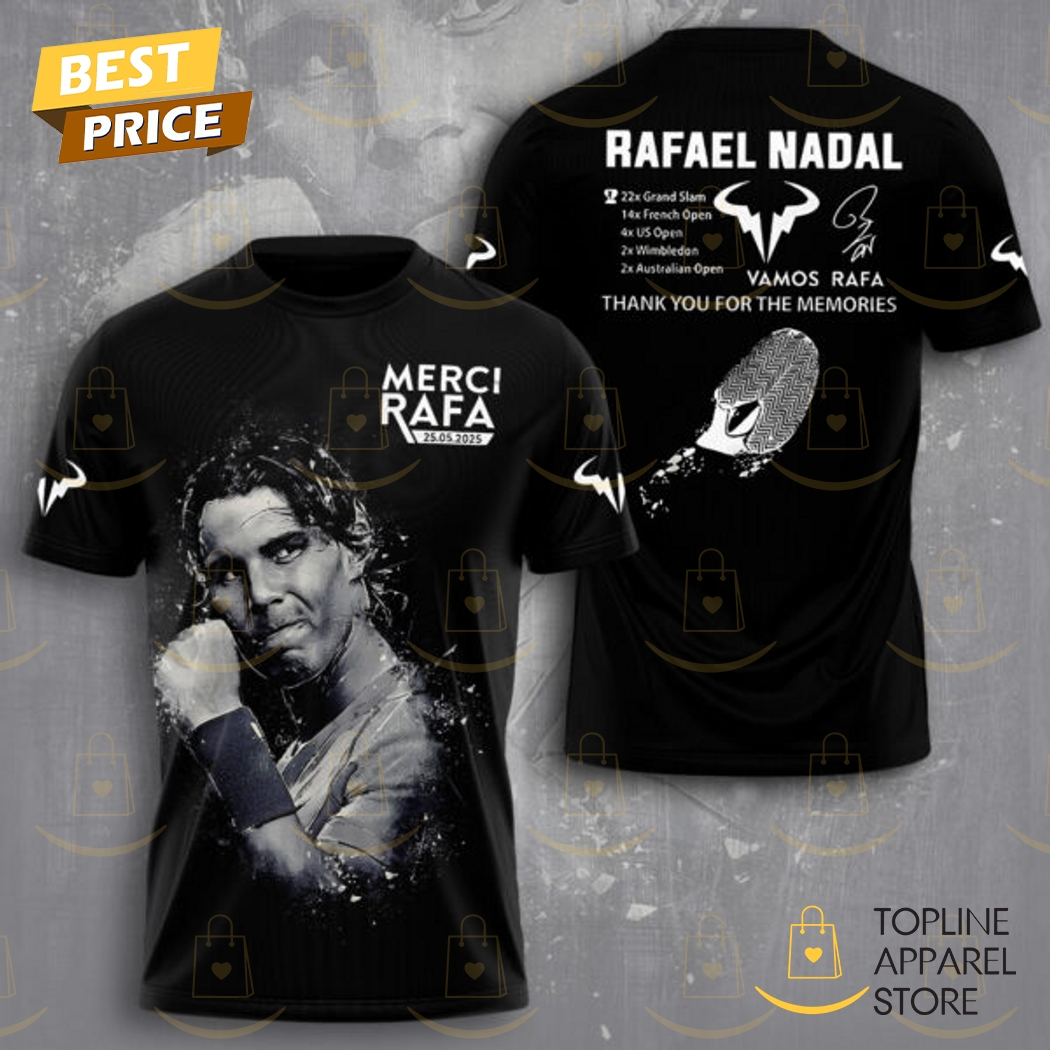 Rafael Nadal Vamos Rafa Signature Thank You For The Memories 3D T-Shirt Rafael Nadal Vamos Rafa Signature Thank You For The Memories 3D T-Shirt
