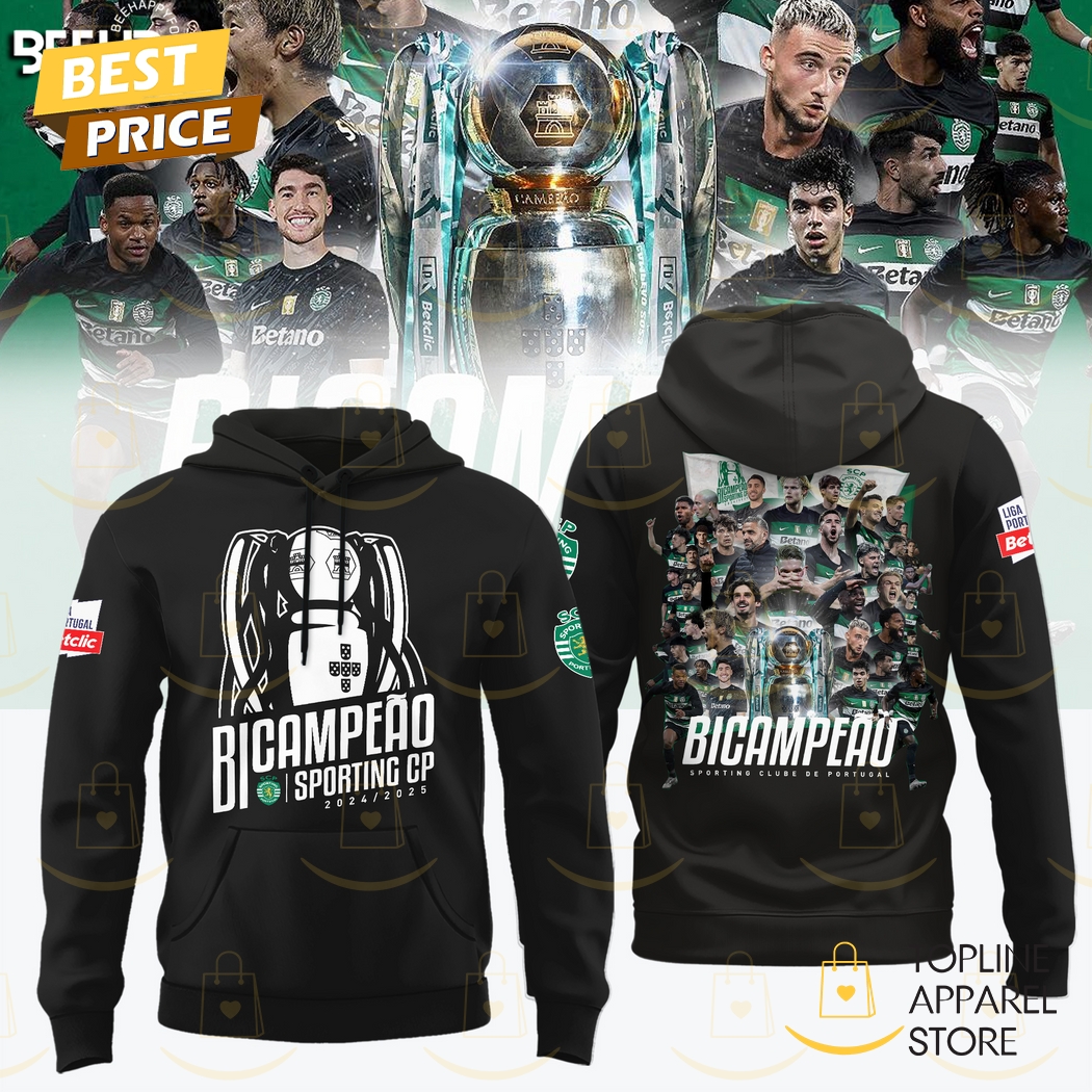 Sporting Clube De Portugal 2025 Champions Hoodie - Black Sporting Clube De Portugal 2025 Champions Hoodie - Black