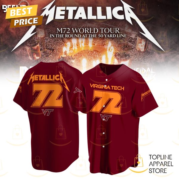 Virginia Tech Hokies Metallica Metallica M72 World Tour Baseball Jersey