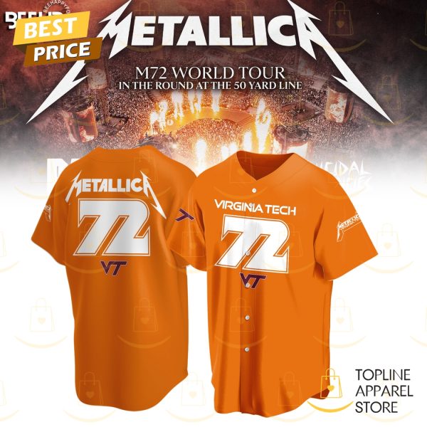 Virginia Tech Hokies Metallica Metallica M72 World Tour Baseball Jersey – Orange