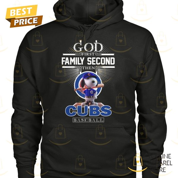 Snoopy God First Family Second Then Chicago Cubs Baseball Unisex T-Shirt