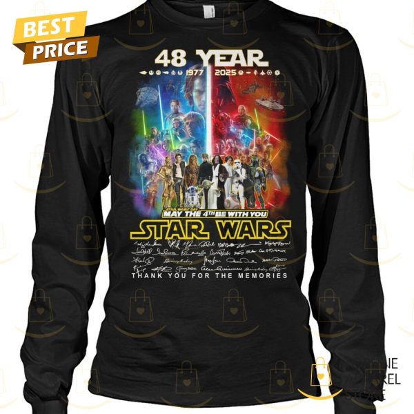 48 Years 1977-2025 Star Wars May The 4th Be With You Signature Thank You For The Memories Unisex T-Shirt