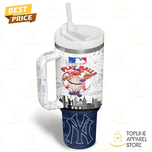 New York Yankees Pinstripes Never Fade Tumbler With Handle And Straw