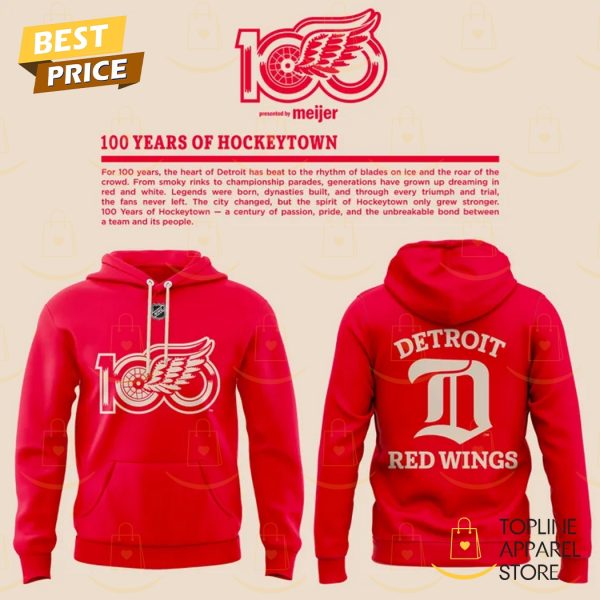 100 Years Of Hockeytown Detroit Red Wings Hoodie – Red