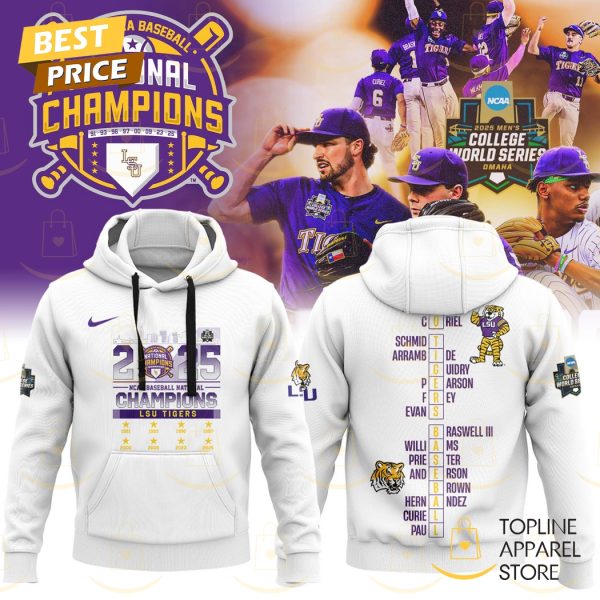 2025 LSU Tigers 2025 NCAA Division National Champions Hoodie – White