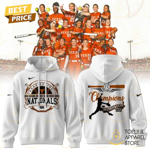 2025 National Champions Texas Longhorns Softball Hoodie – White