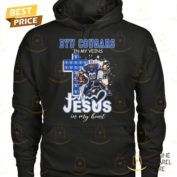 BYU Cougars In My Veins Jesus In My Heart Unisex T-Shirt