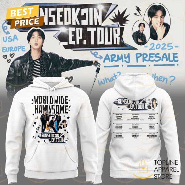 Runseokjin EP Tour 2025 Worldwide Handsome Run Jin BTS The First Tour Hoodie – White
