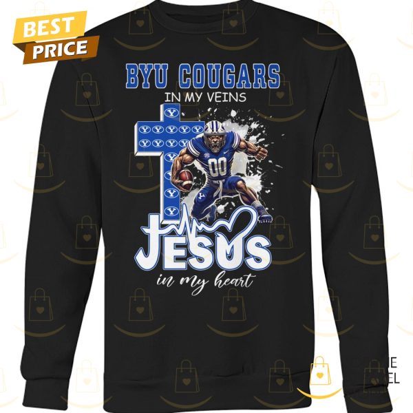 BYU Cougars In My Veins Jesus In My Heart Unisex T-Shirt
