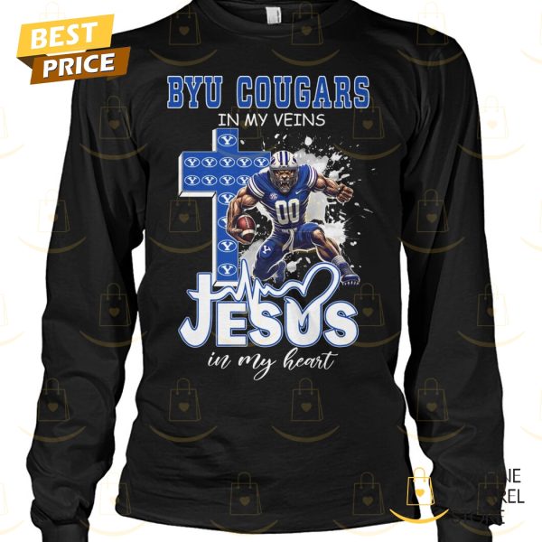 BYU Cougars In My Veins Jesus In My Heart Unisex T-Shirt