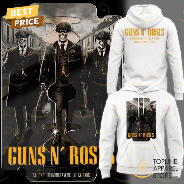 Guns N Roses World Tour To Birmingham 2025 Hoodie – White