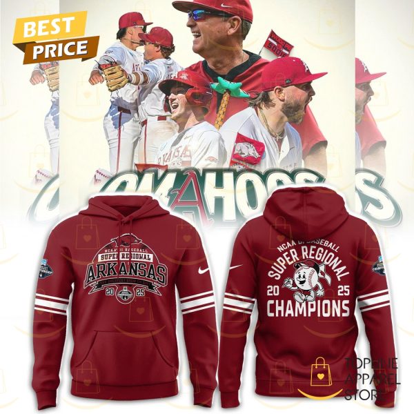 Arkansas Razorbacks Super Regional 2025 Champions Hoodie