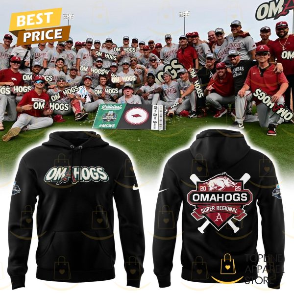 Arkansas Razorbacks Super Regional 2025 Omahogs Hoodie – Black