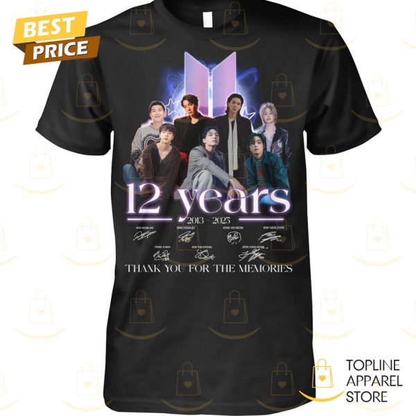 BTS 12 Years 2013-2025 Signature Thank You For The Memories Unisex T-Shirt