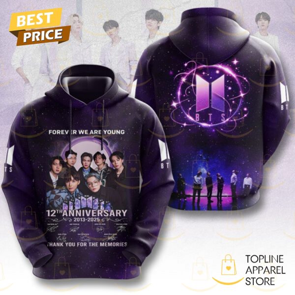 BTS Forever We Are Young 12th Anniversary 2013-2025 Signature Thank You For The Memories Hoodie