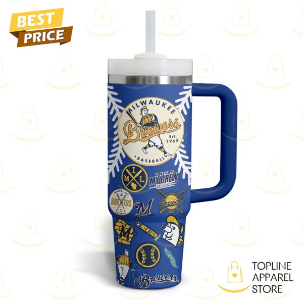 Milwaukee Brewers – This Is My Crew Tumbler With Handle And Straw