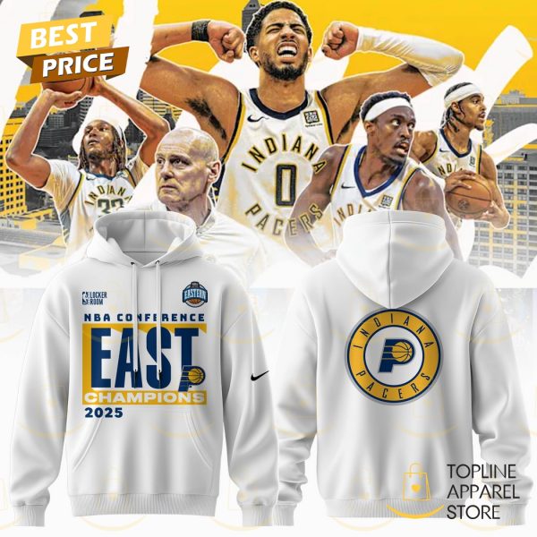 Indiana Pacers 2025 Eastern Conference Champions Hoodie – White