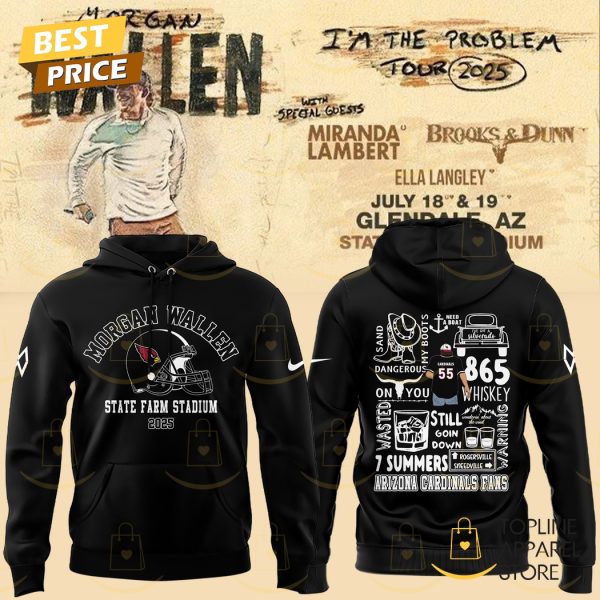 Morgan Wallen x Arizona Cardinals Im The Problem Tour 2025 Hoodie – Black
