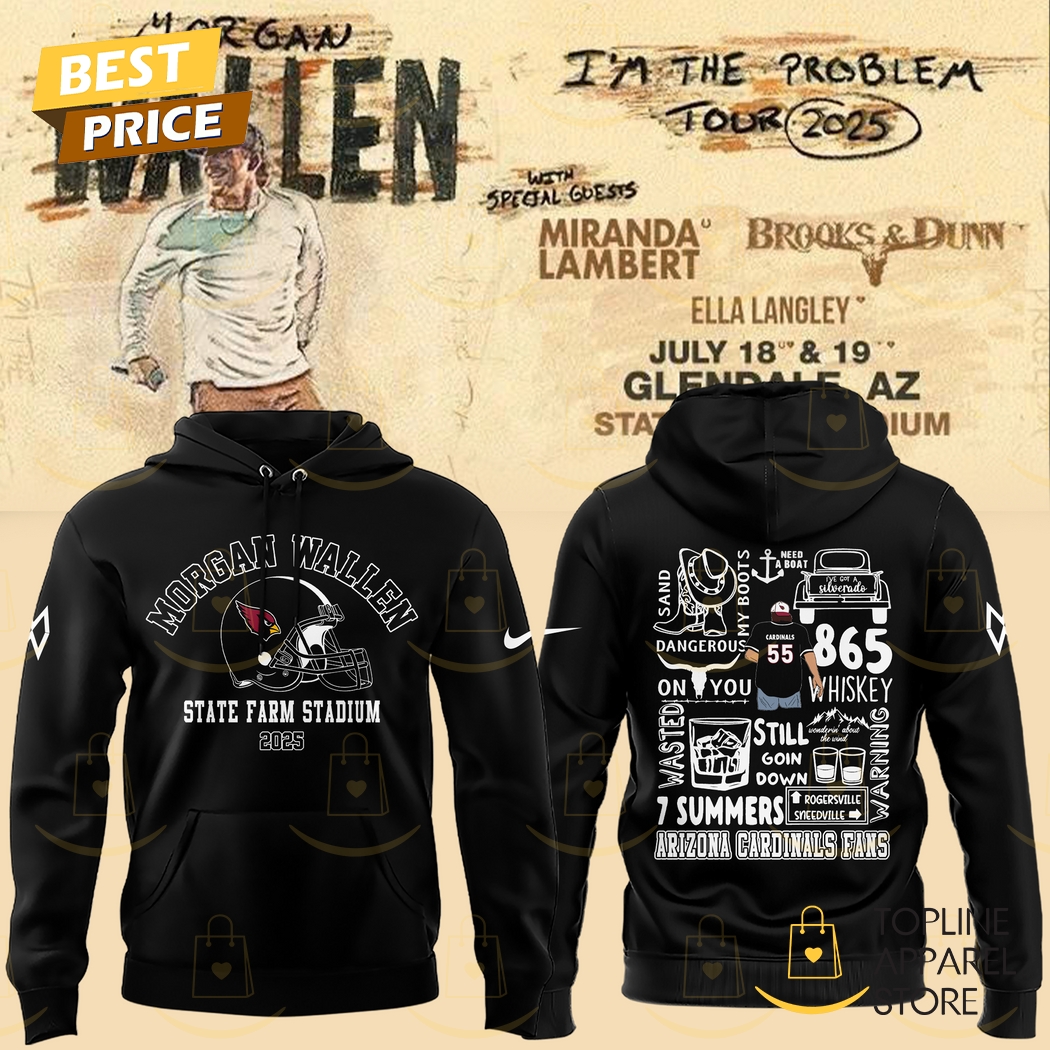 Morgan Wallen x Arizona Cardinals Im The Problem Tour 2025 Hoodie - Black Morgan Wallen x Arizona Cardinals Im The Problem Tour 2025 Hoodie - Black