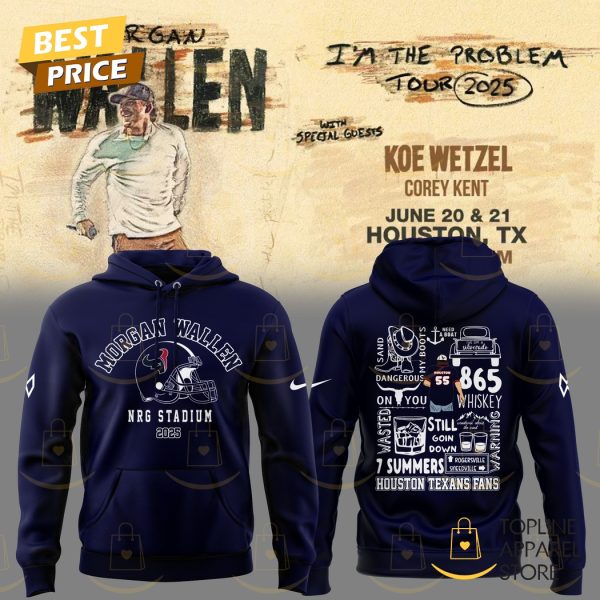 Morgan Wallen x Houston Texans NRG Stadium 2025 Tour Hoodie – Blue