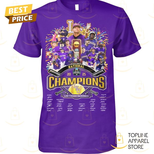 LSU Tigers Baseball 2025 NCAA National Champions Signature Unisex T-Shirt