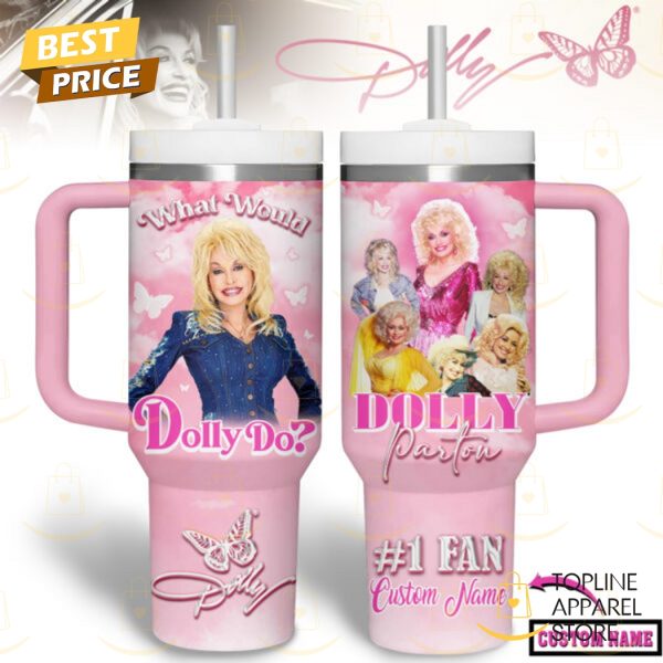 Personalized Dolly Parton What Would Dolly Do Tumbler With Handle And Straw