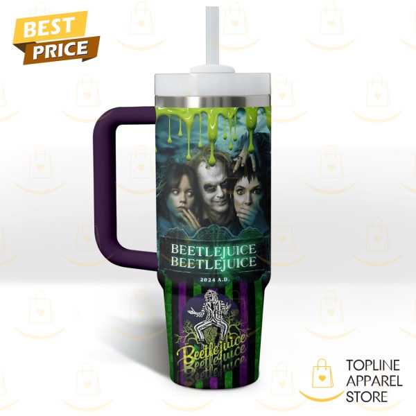 Beetlejuice Beetlejuice Back From The Dead Show Time Tumbler With Handle And Straw