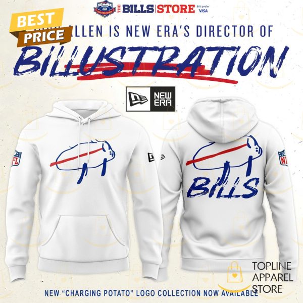 Buffalo Bills Josh Allen Is New Era Director Of Billustration Charging Potato Hoodie – White